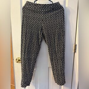 Talbots Black and White Floral Pants Silk blended with Cotton